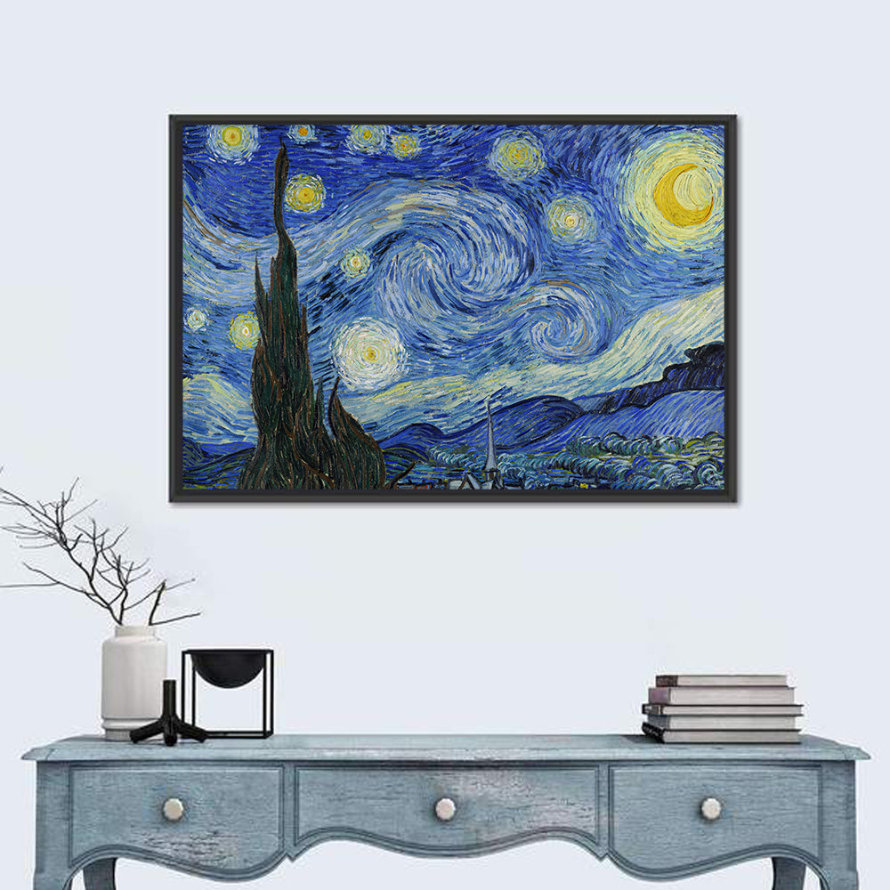 Starry Night Over Saint-rémy Wall Art in a room, landscape