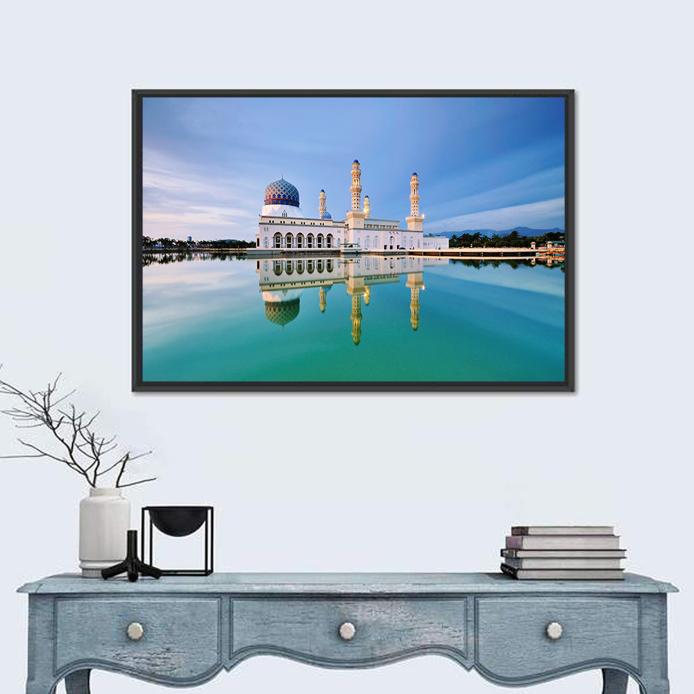 Kota Kinabalu Floating Mosque Wall Art in a room, landscape