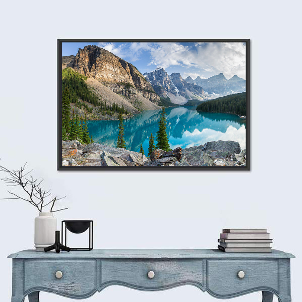 Moraine Lake, Lake Louise Wall Art in a room, landscape