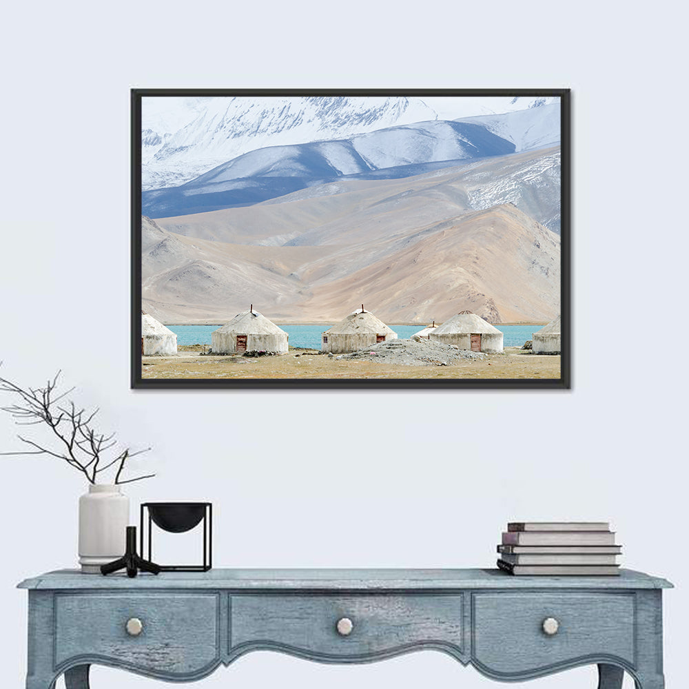 Yurts In Mountain At Karakul Lake Wall Art