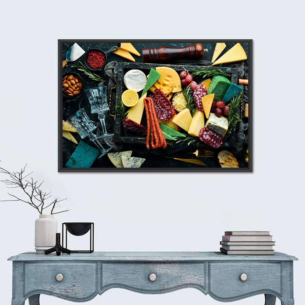 Charcuterie Tray with Wine Glasses Wall Art