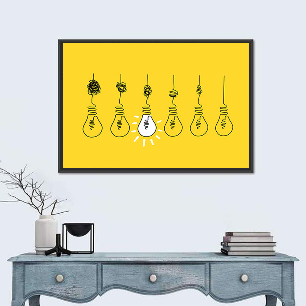 Lightbulb Progression from Complexity to Clarity Wall Art in a room, landscape