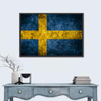 Distressed Sweden Flag Wall Art