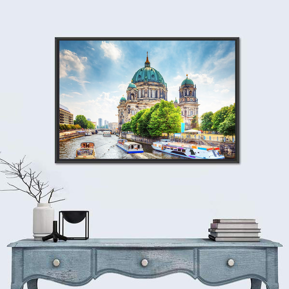 Berlin Cathedral River View Wall Art in a room, landscape