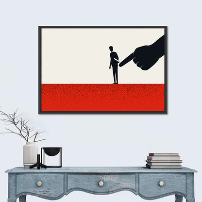 Giant Hand Pointing at Man Wall Art