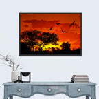 African Sunset Silhouette Wall Art