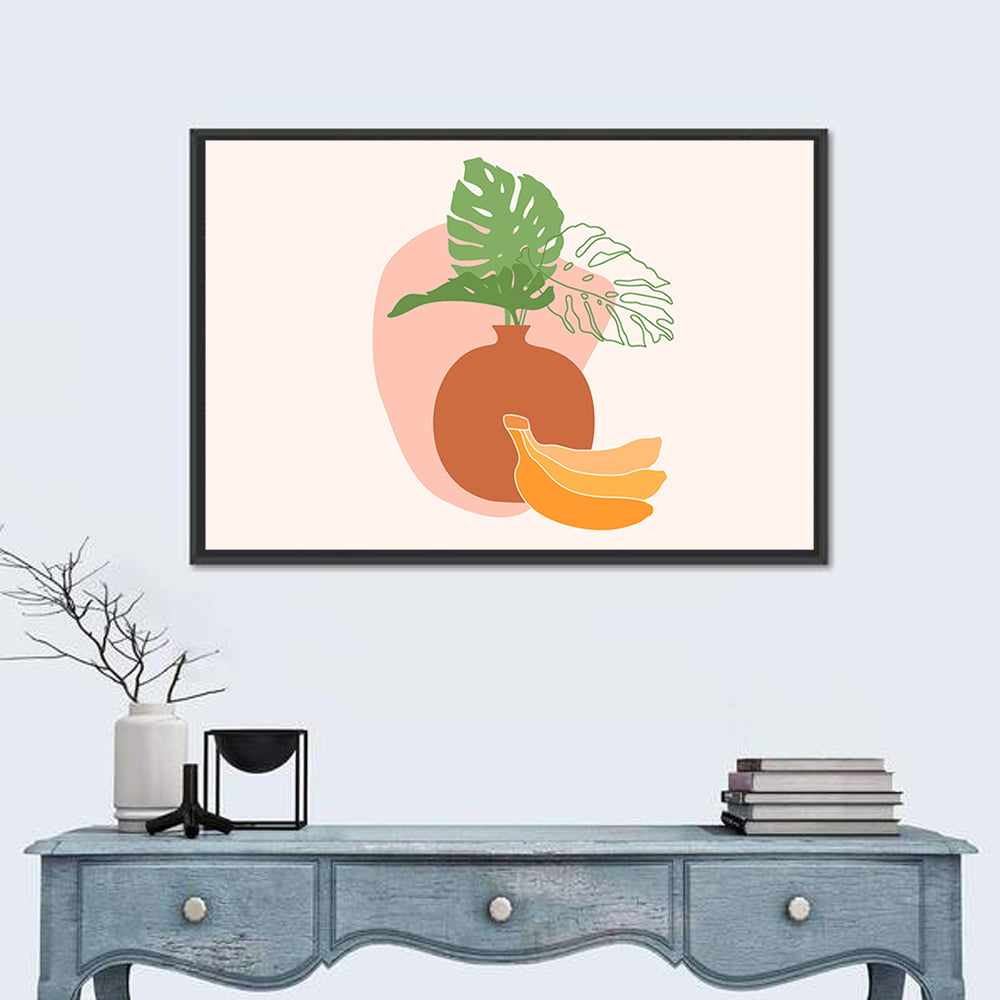 Monstera and Bananas Still Life Wall Art