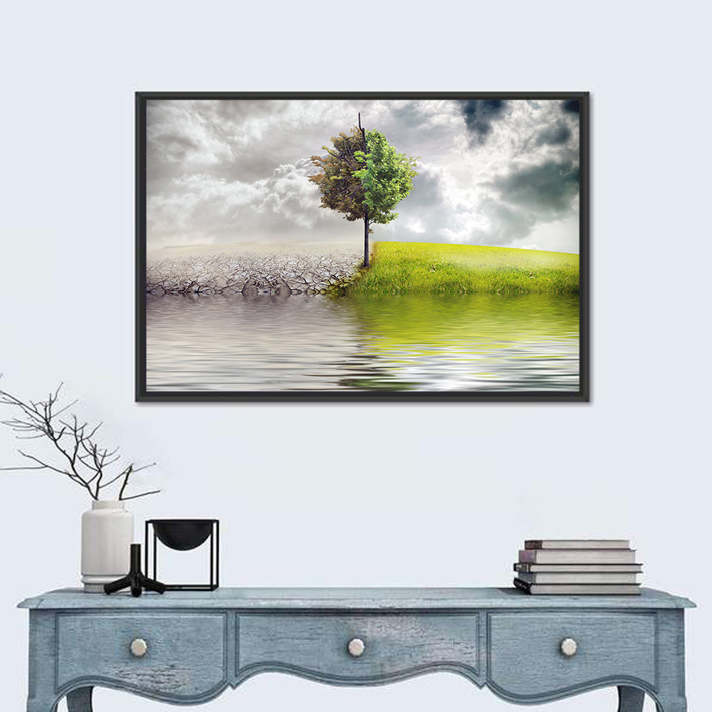 Tree Between Life and Decay Wall Art in a room, landscape