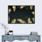 Golden Tropical Palm Leaves Wall Art