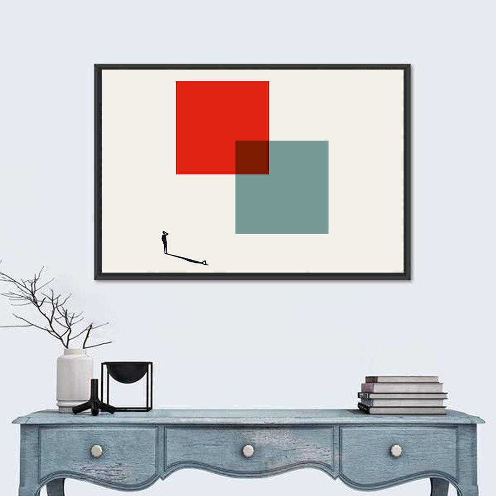 Silhouette with Overlapping Squares Wall Art in a room, landscape