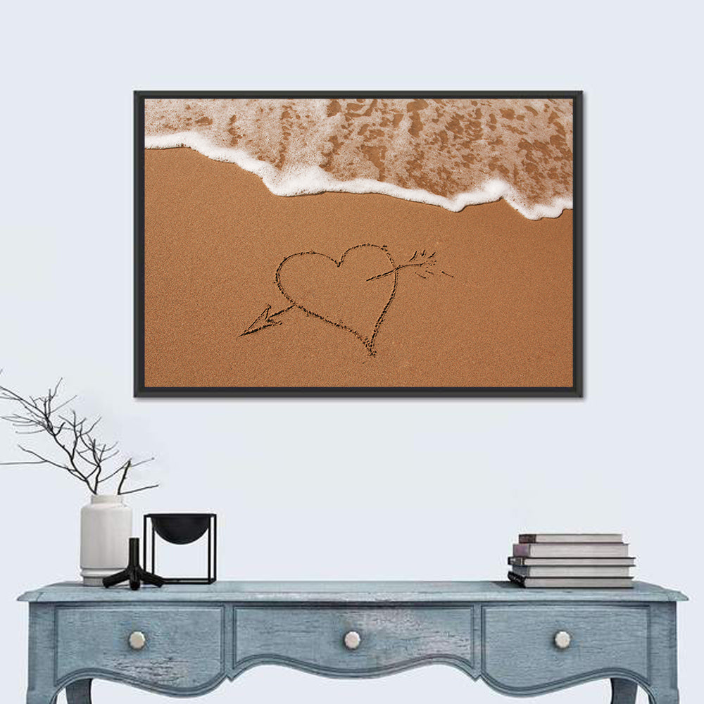 Heart in the Sand Wall Art in a room, landscape