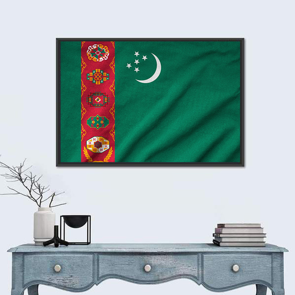 Turkmenistan National Flag Wall Art in a room, landscape