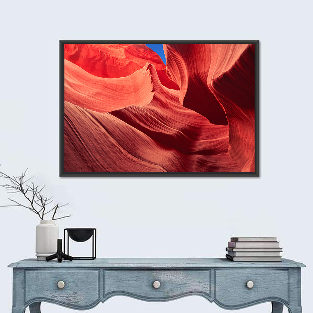 Antelope Canyon Sandstone Curves Wall Art in a room, landscape
