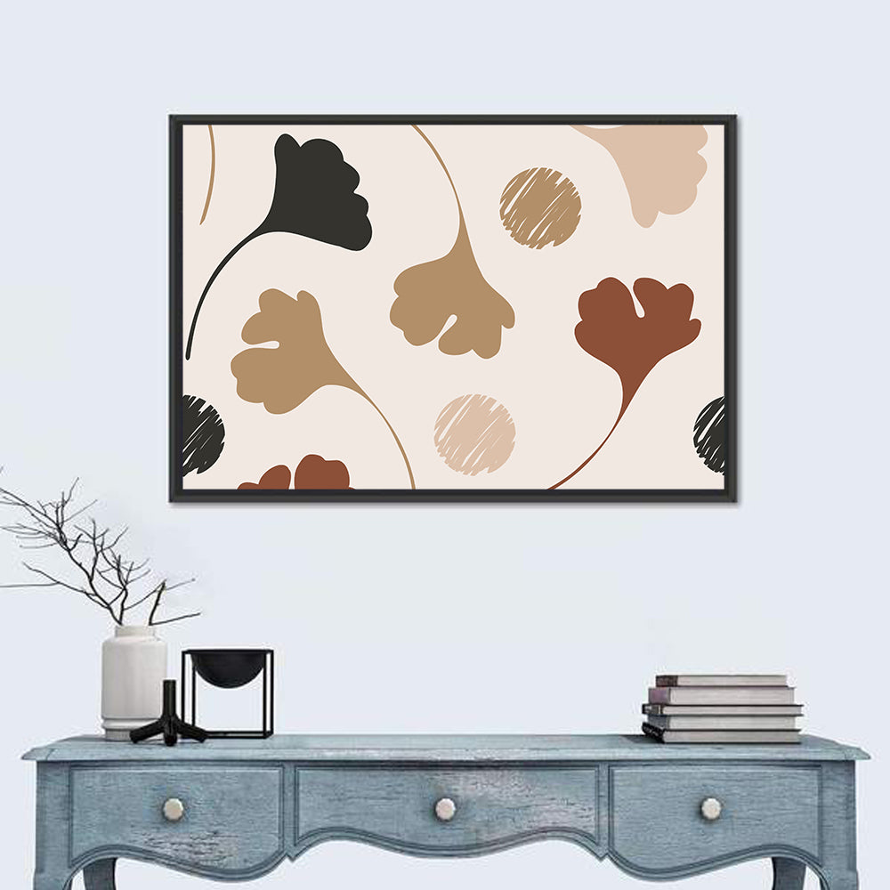 Autumn Ginkgo Pattern Wall Art in a room, landscape