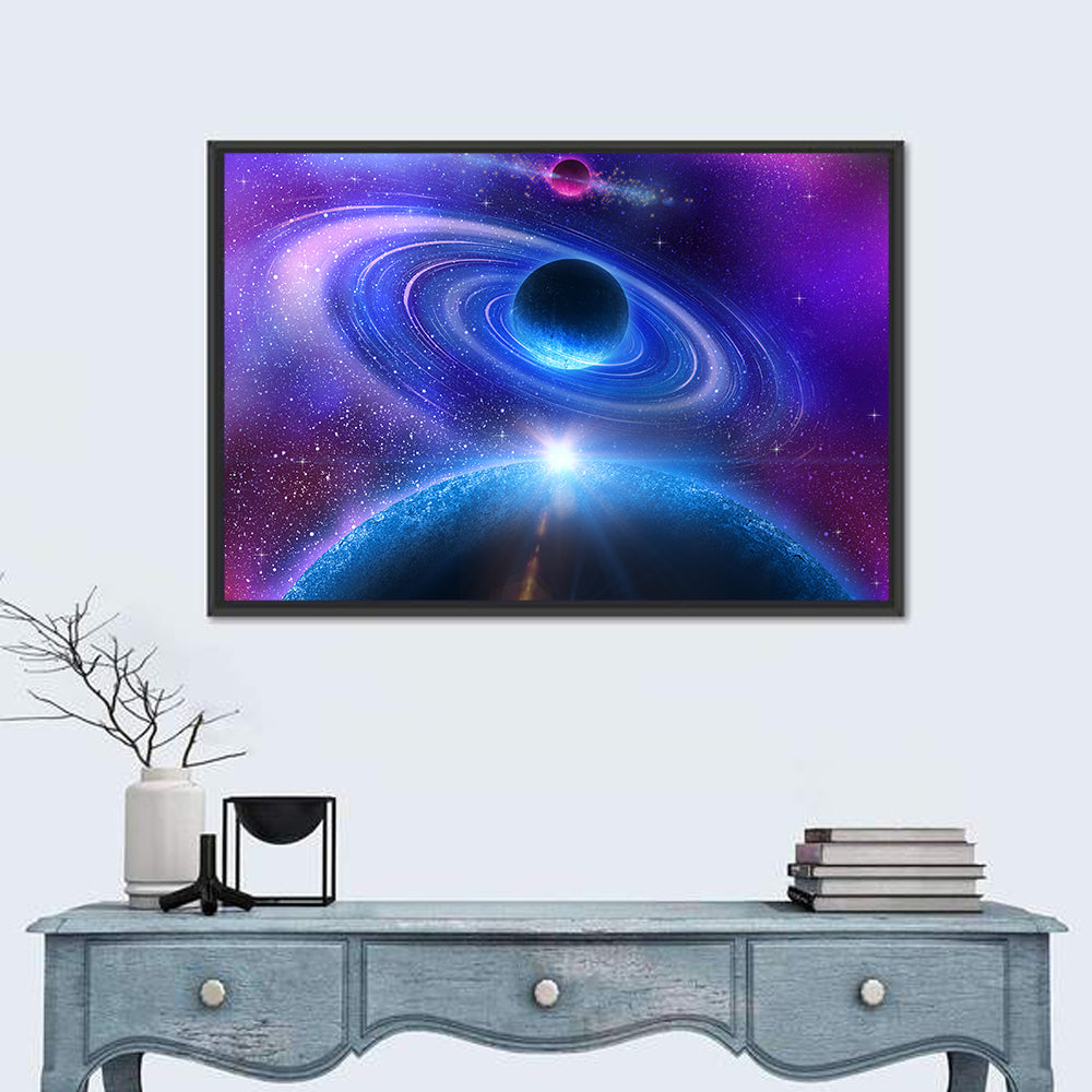 Starburst Over Ringed Planet Wall Art