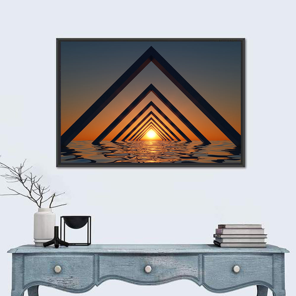 Seascape with Corner Arches Wall Art in a room, landscape