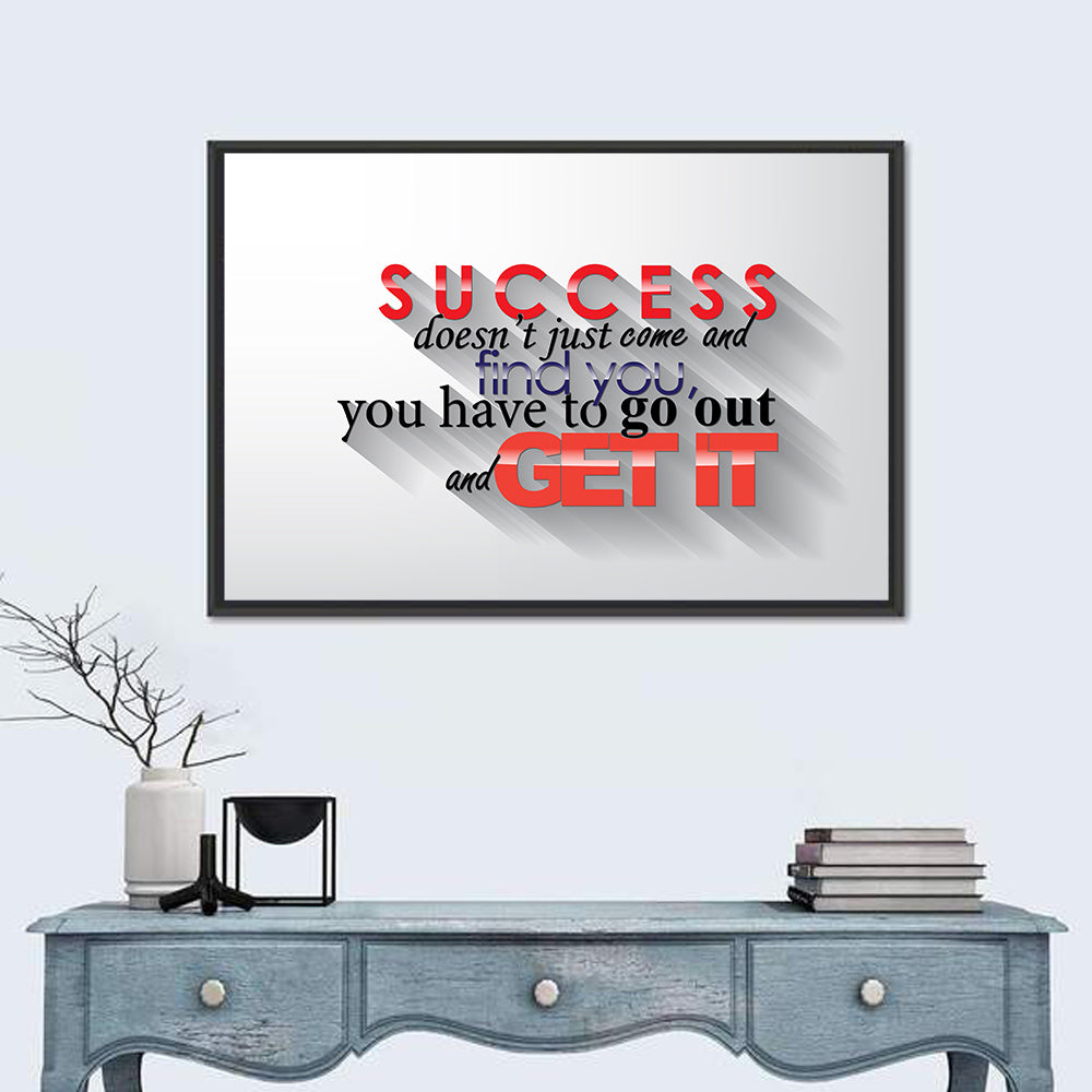 Bold Success Quote Typography Wall Art in a room, landscape