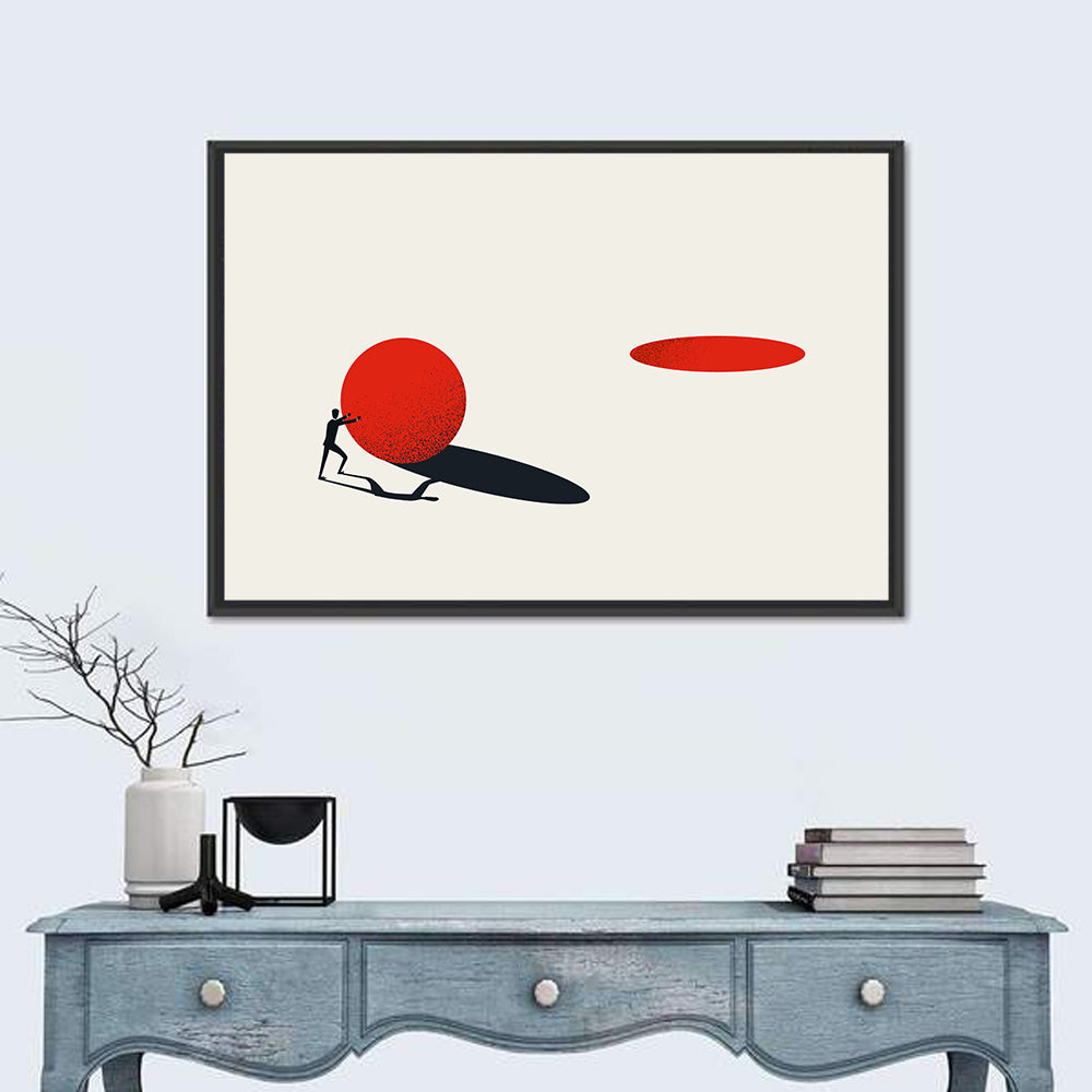 Man Pushing Sphere Wall Art