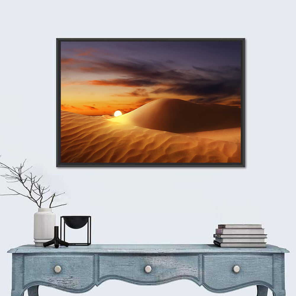 Glowing Dune Sunset Wall Art in a room, landscape