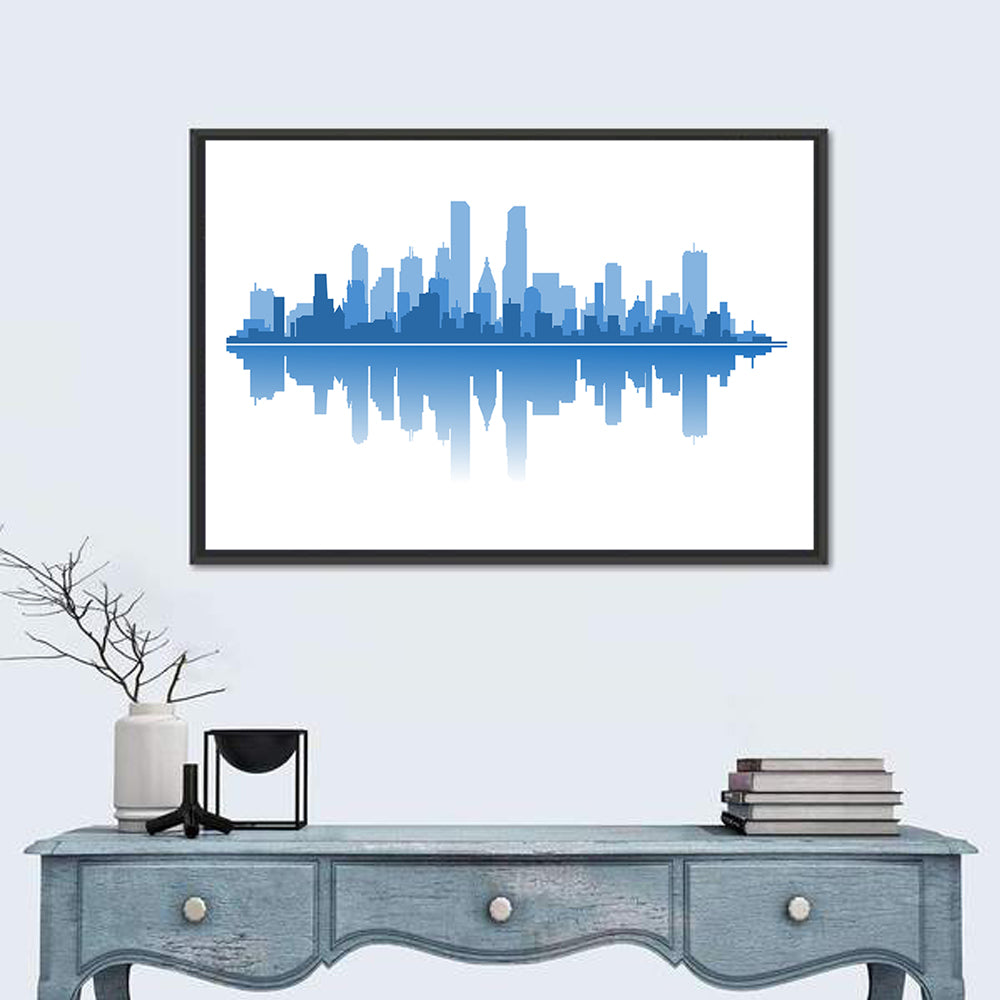 Modern City Silhouette Wall Art in a room, landscape
