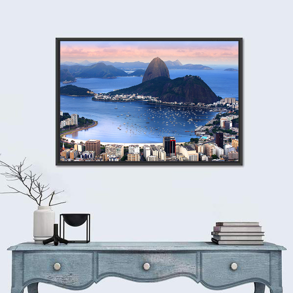 Rio De Janeiro Bay with Sugarloaf Mountain Wall Art in a room, landscape