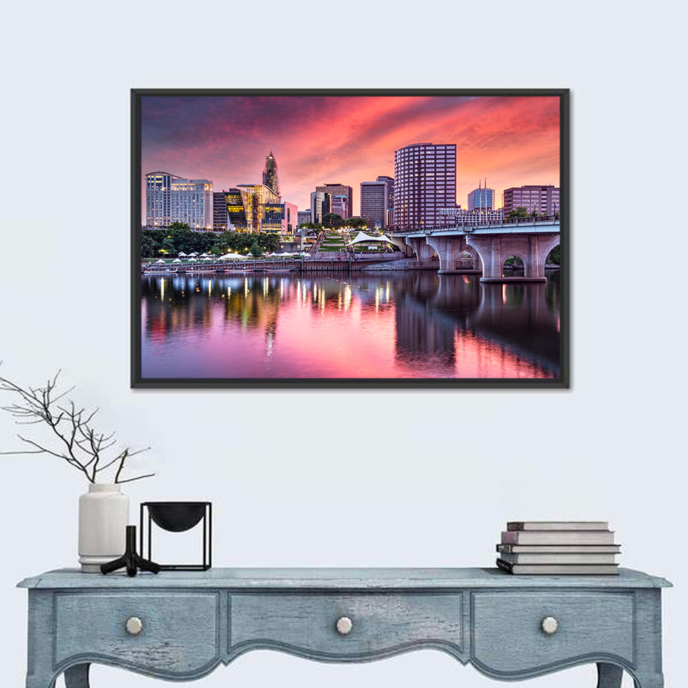 Hartford Skyline at Sunset Wall Art