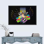 Vibrant Dj Microphone Abstract Wall Art