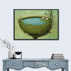 Surreal Tree Basin with Water Lilies Wall Art