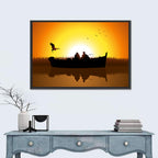 Sunset Fishing Silhouette Wall Art
