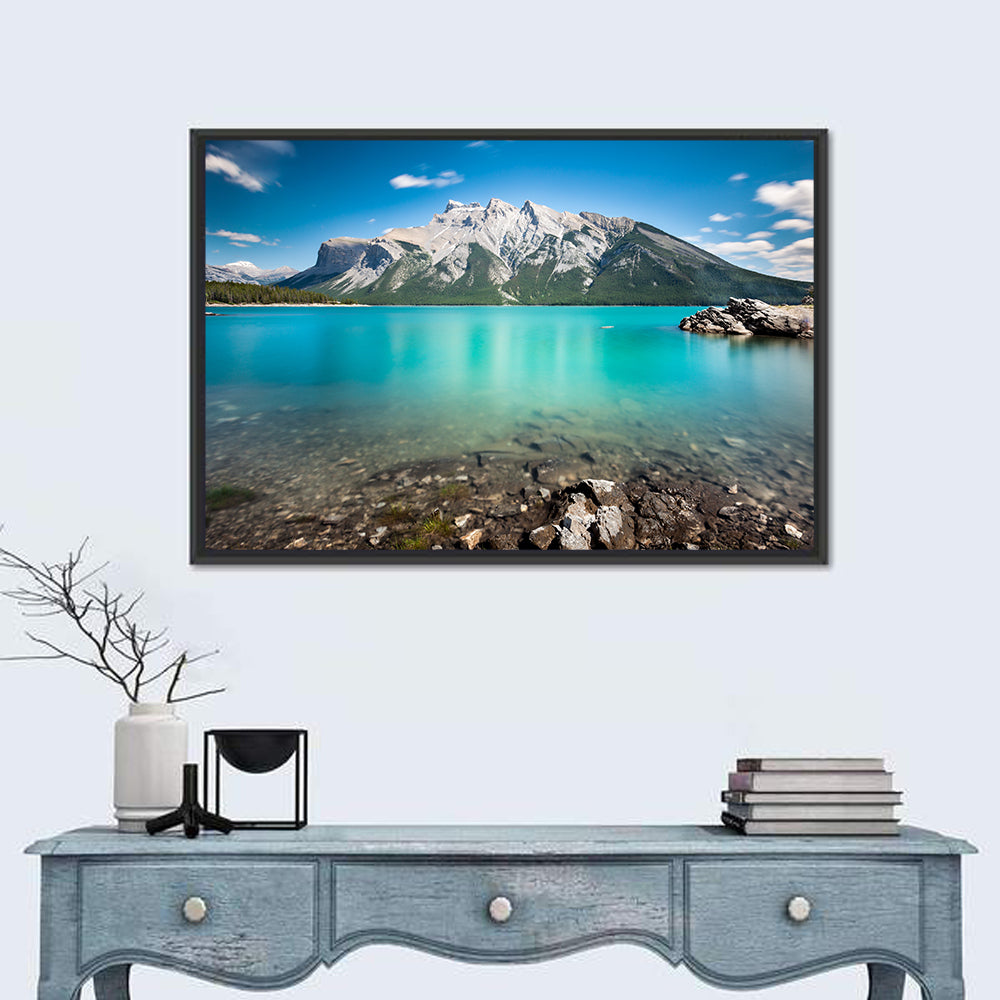 Lake Minnewanka View of Mount Inglismaldie Wall Art in a room, landscape
