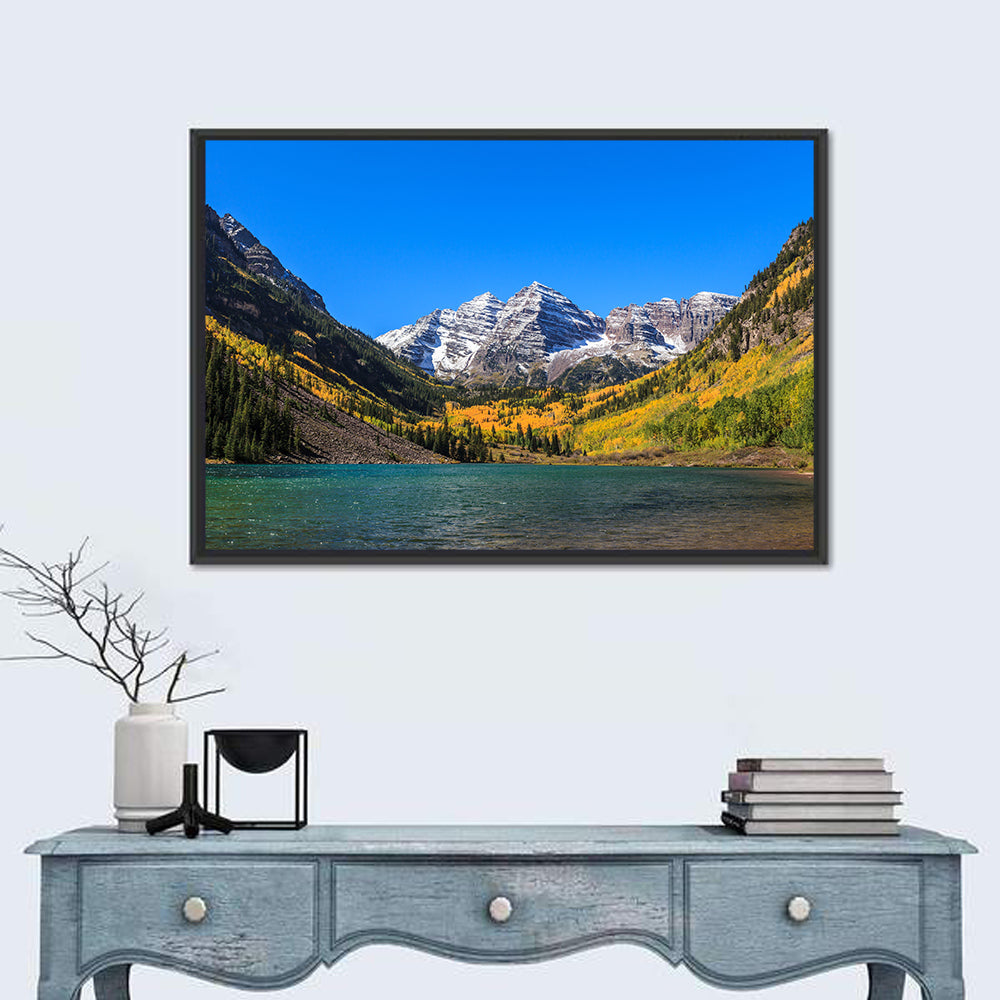 Autumn Maroon Bells, Colorado Wall Art in a room, landscape
