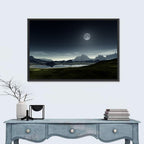 Crescent Moon Over Mountain Lake Wall Art