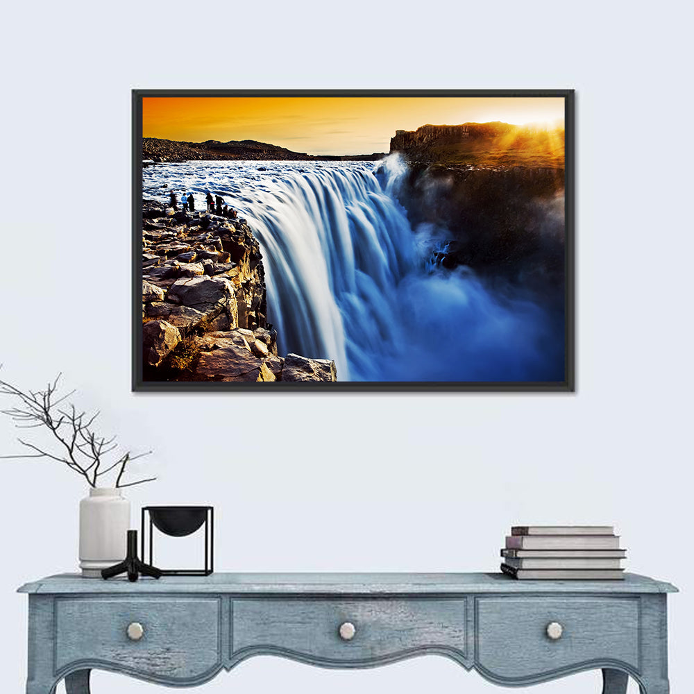 Dettifoss Waterfall Wall Art in a room, landscape