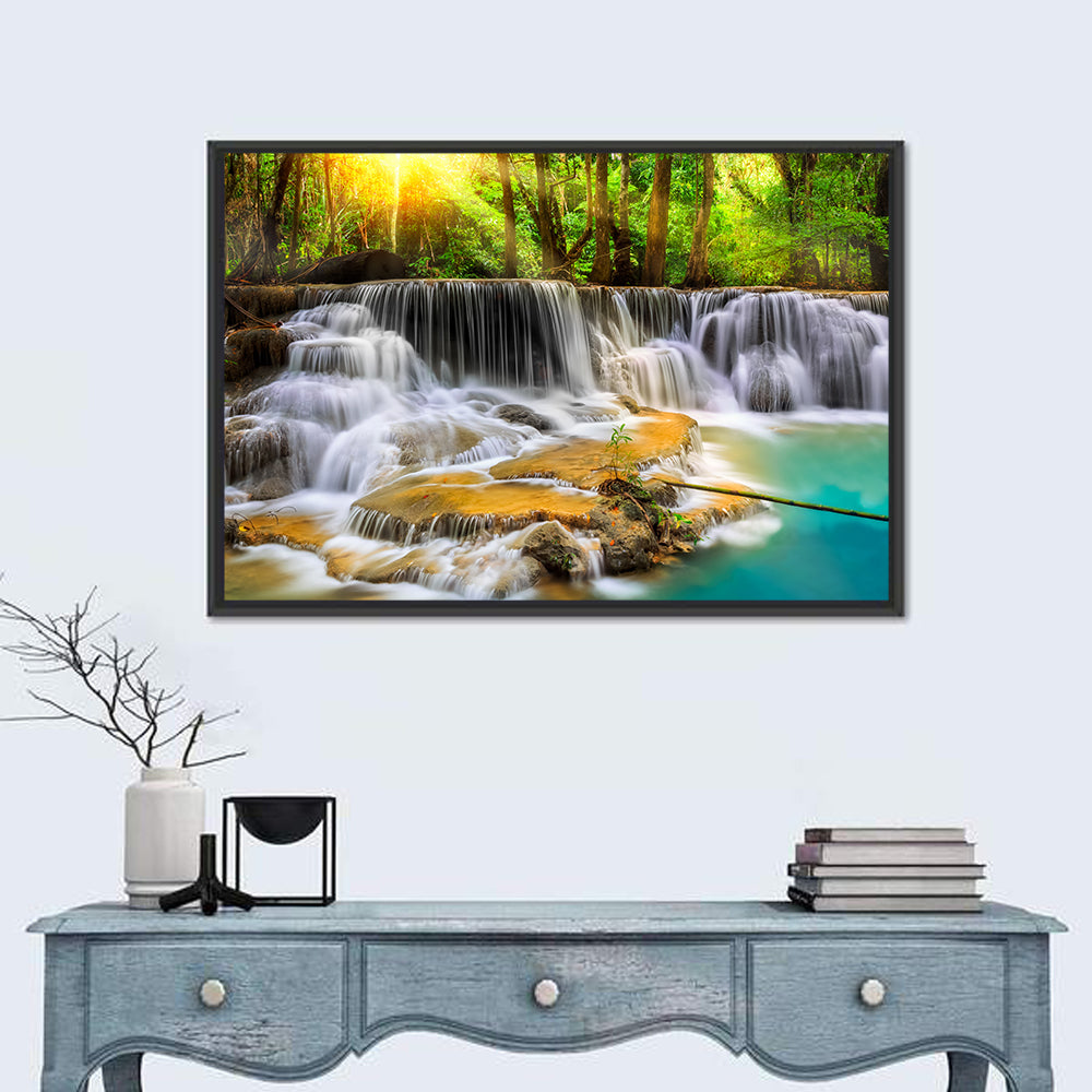 Sunlit Erawan Waterfall, Kanchanaburi Wall Art