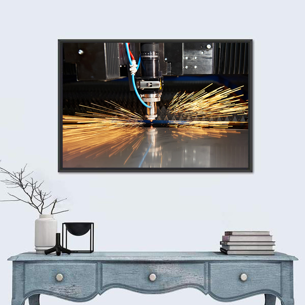 Laser Cutter Sparks on Metal Wall Art