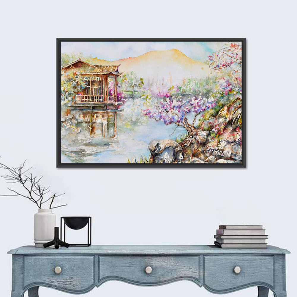 West Lake China Landscape Wall Art in a room, landscape