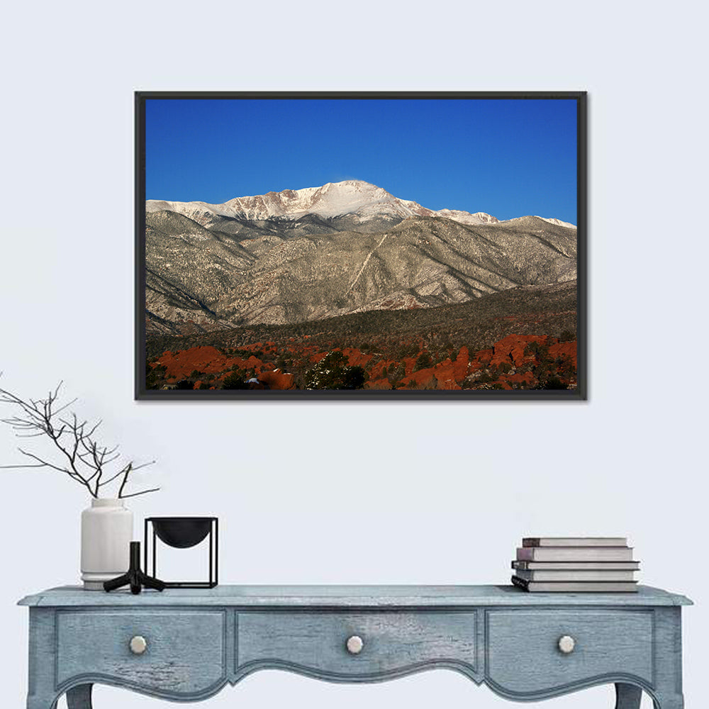 Pikes Peak Mountain Range Wall Art in a room, landscape