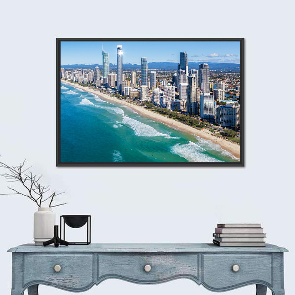 Surfers Paradise Skyline, Gold Coast Wall Art in a room, landscape