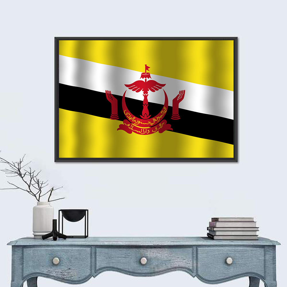 Brunei National Flag Wall Art in a room, landscape