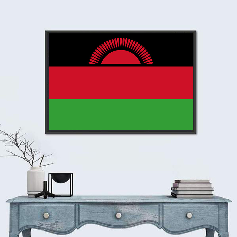 Malawi National Flag Wall Art in a room, landscape