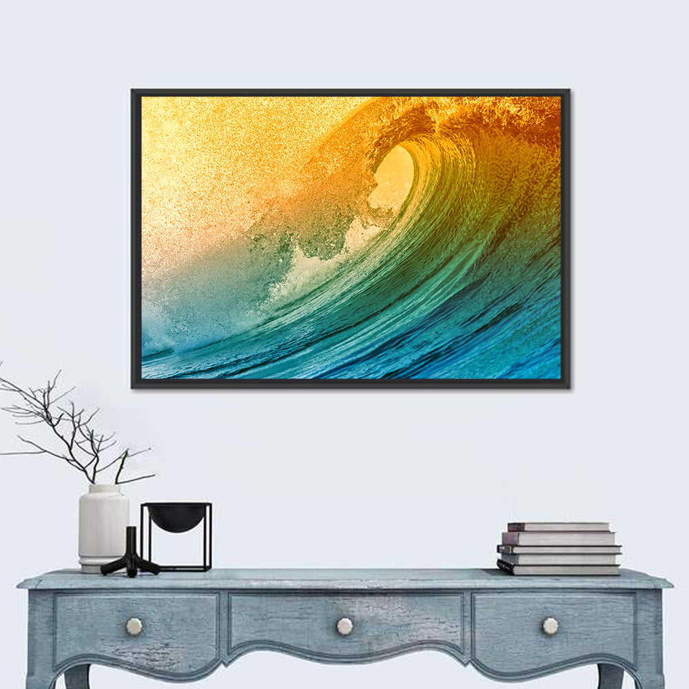 Big Ocean Wave With Sunset Wall Art