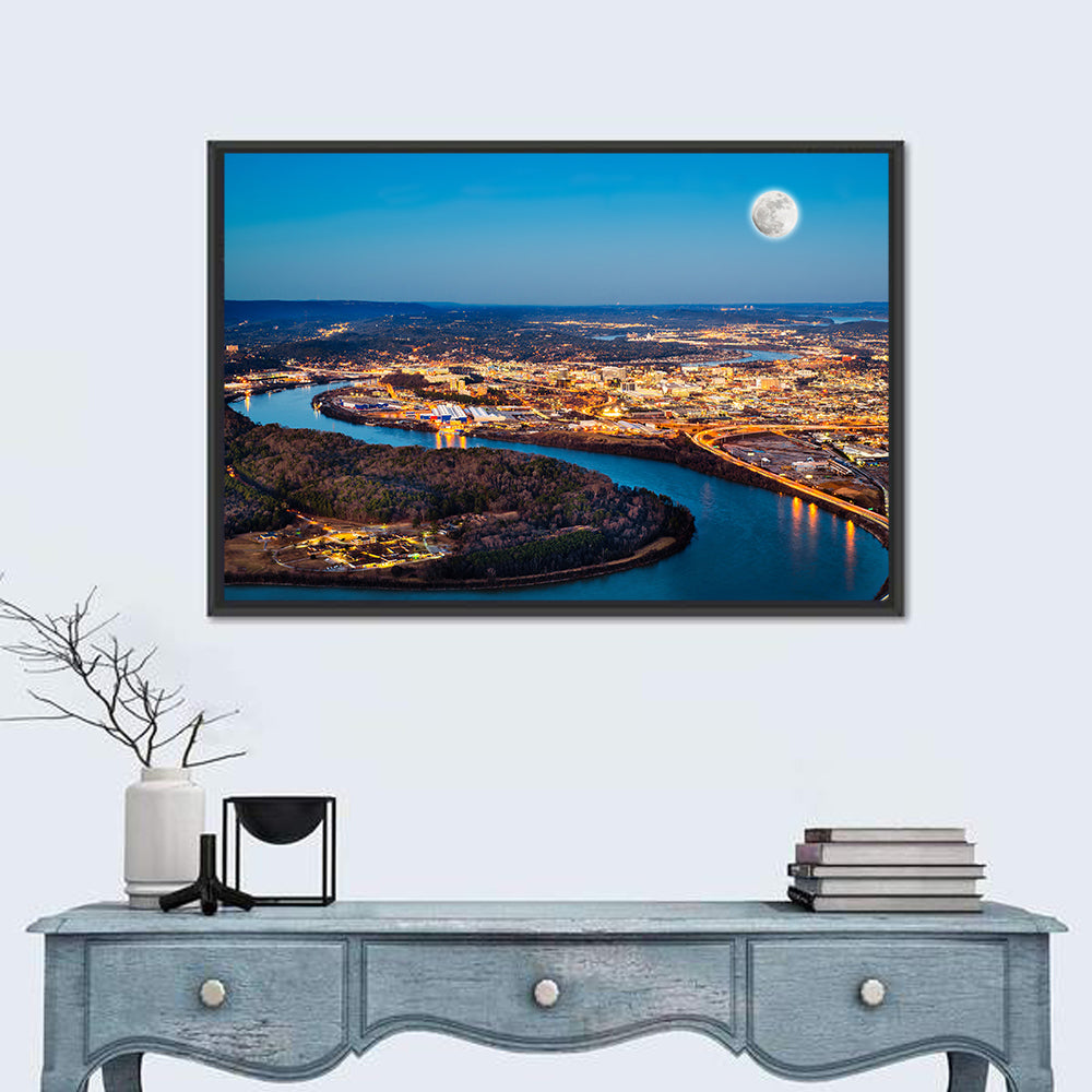 Chattanooga Night Skyline Wall Art in a room, landscape