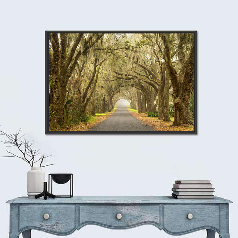 Spanish Moss Country Road Wall Art in a room, landscape