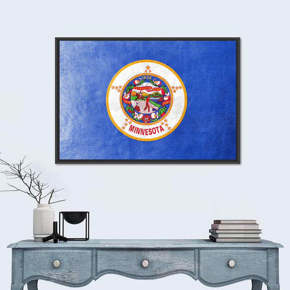 Minnesota State Flag with Seal Wall Art in a room, landscape