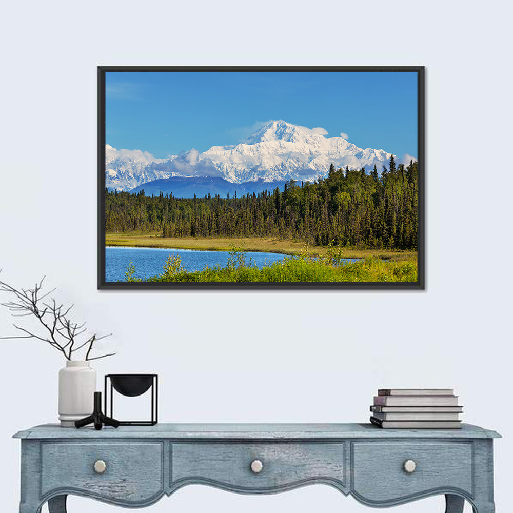 Denali Peak Alaska Wall Art in a room, landscape