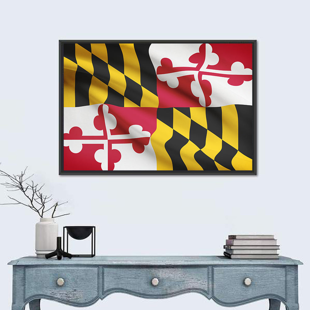 Maryland State Flag Wall Art in a room, landscape