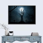 Rising Zombie Hand Under Moonlight Wall Art