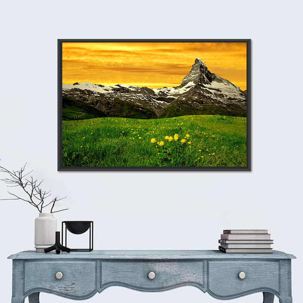 Golden Hour at the Matterhorn Wall Art in a room, landscape