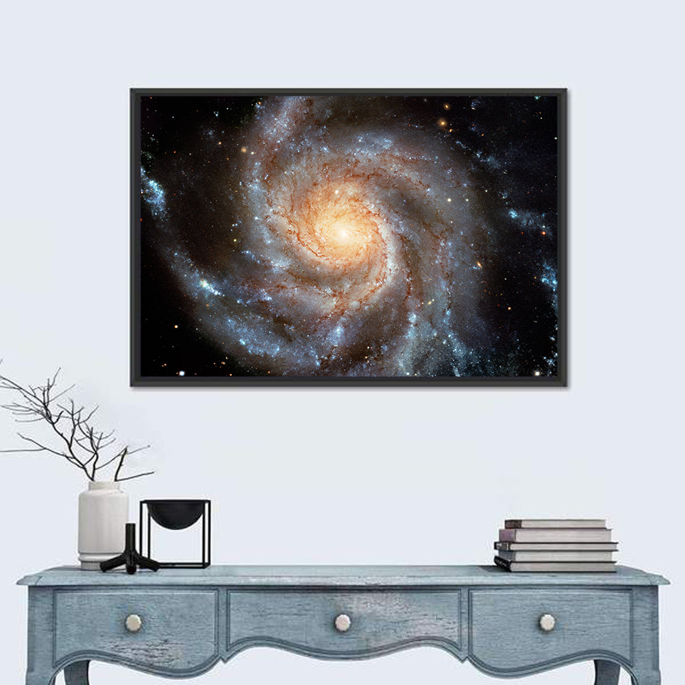 Giant Spiral Galaxy Disk Wall Art in a room, landscape