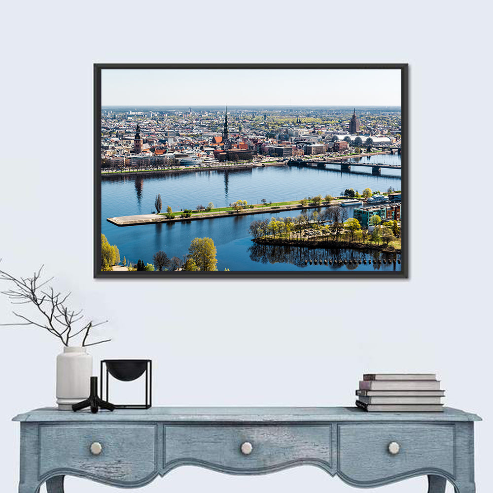 Riga Riverfront with St. Peter's Church Wall Art